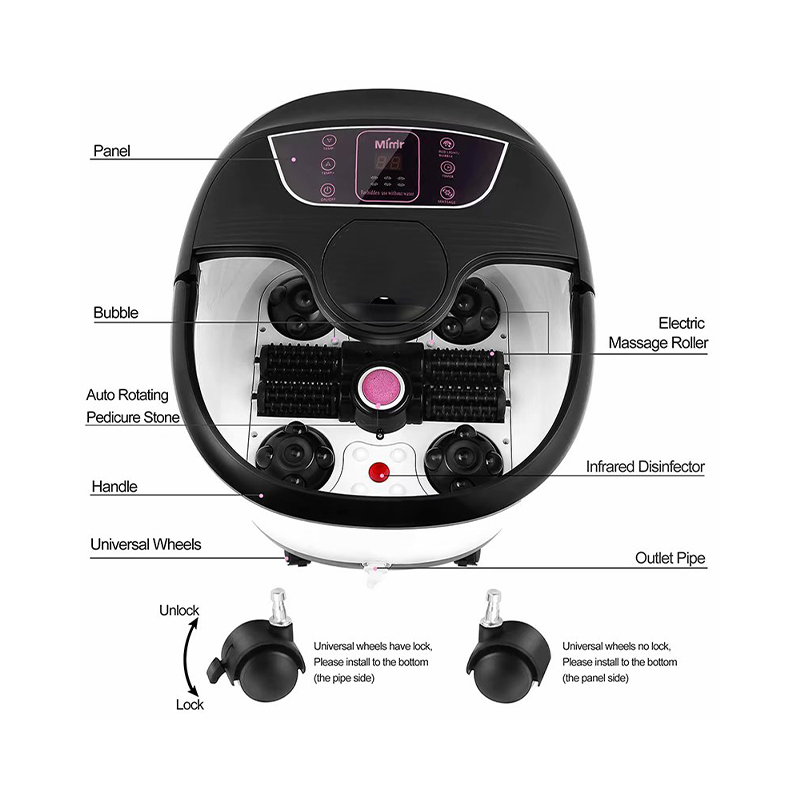 MM-18C 自動フットスパバスマッサージャー、マッサージローラー8個と軽石付き